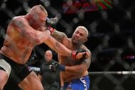 LAS VEGAS, NV - JULY 9: Mark Hunt punches Brock Lesnar during the UFC 200 event at T-Mobile Arena on July 9, 2016 in Las Vegas, Nevada. (Photo by Rey Del Rio/Getty Images)